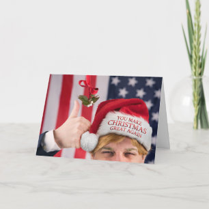 Tarjeta Feliz Navidad para cualquiera Trump con sombrero d