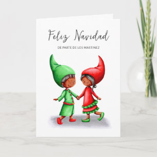 Tarjeta Feliz Navidad para los Navidades de los elfos negr