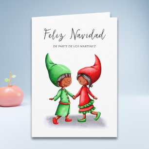 Tarjeta Feliz Navidad para los Navidades de los elfos negr