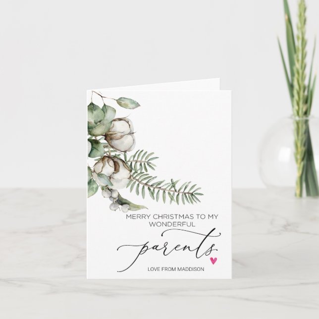 Tarjeta Feliz Navidad Para Los Padres De La Hija (Anverso)