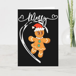Tarjeta Feliz Navidad Pareja de Pan de Jengibre Pijama de 