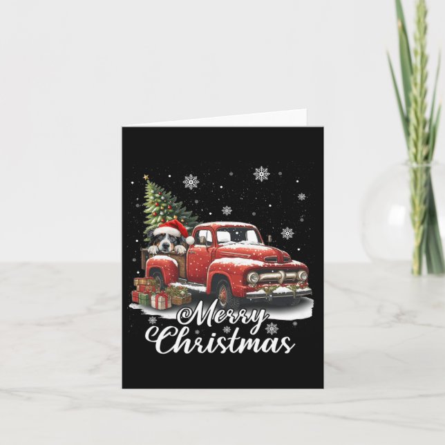 Tarjeta Feliz Navidad Pastor Australiano Pastor Viajando R (Anverso)