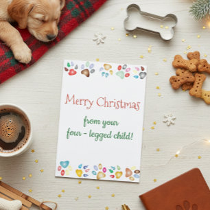 Tarjeta Feliz Navidad Perro Gato Hijo de Cuatro Patas