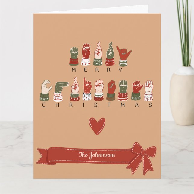 Tarjeta Feliz Navidad personalizada con ASL acogedora (Anverso)