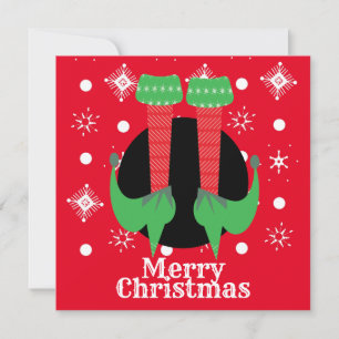 Tarjeta Feliz Navidad Pies de Duende Tacones Copos de Niev