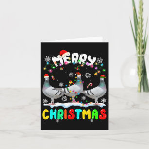 Tarjeta Feliz Navidad Pigeon Lover Santa Hat Xmas Luces