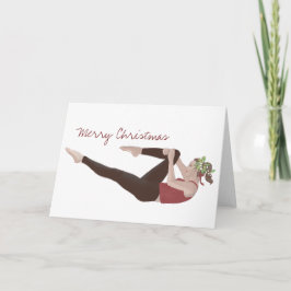 Tarjeta Feliz Navidad Pilates de una sola pierna estirada