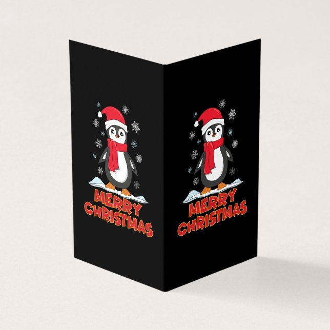 Tarjeta Feliz Navidad Pingüino Lindo (Exterior)