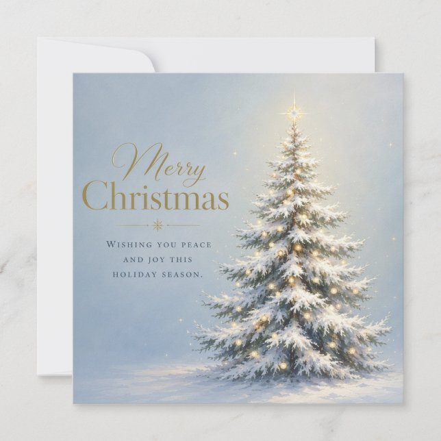 Tarjeta Feliz Navidad Pino Nevado (Anverso)