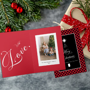 Tarjeta Feliz Navidad Plaid Rojo Búfalo Plegado Foto
