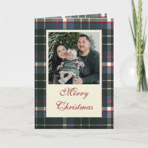 Feliz Navidad Plaid Verde y Azul Marino Foto Navid