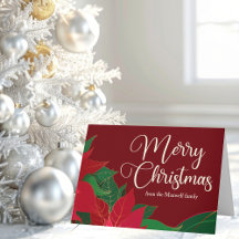Feliz Navidad Poinsettia Elegante Roja Personaliza