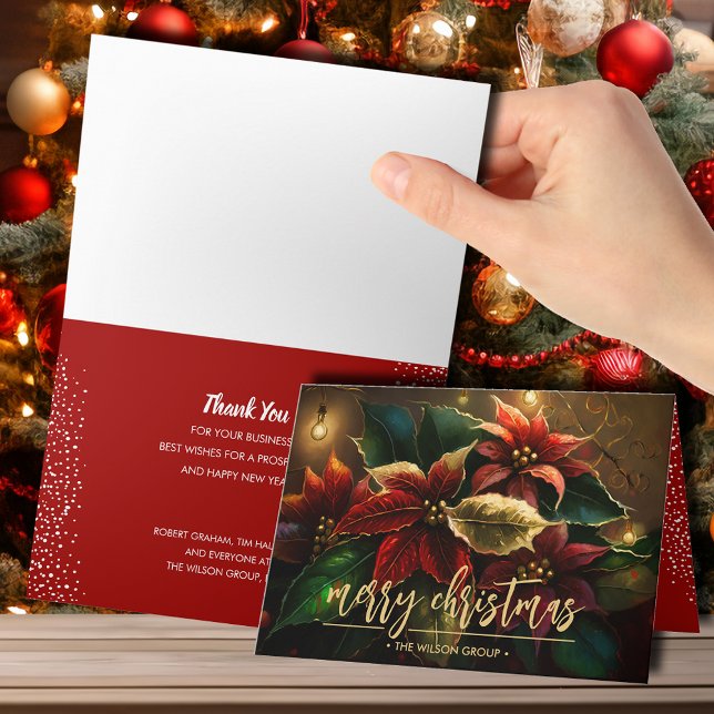 Tarjeta Feliz Navidad Poinsettias Business Gracias (Subido por el creador)