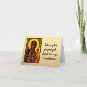 Tarjeta Feliz Navidad polaca Wesołych Świąt Nuestra Señora