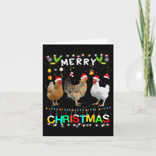 Tarjeta Feliz Navidad Pollo Santa Hat Encendido Navidad Di