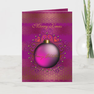 Tarjeta Feliz Navidad Profundo Ciruela Rosa Gema