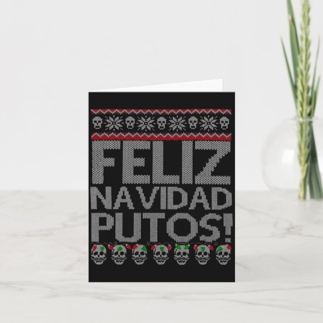 Tarjeta Feliz Navidad Putos Chingon Ugly Xmas Sweater Chri (Anverso)