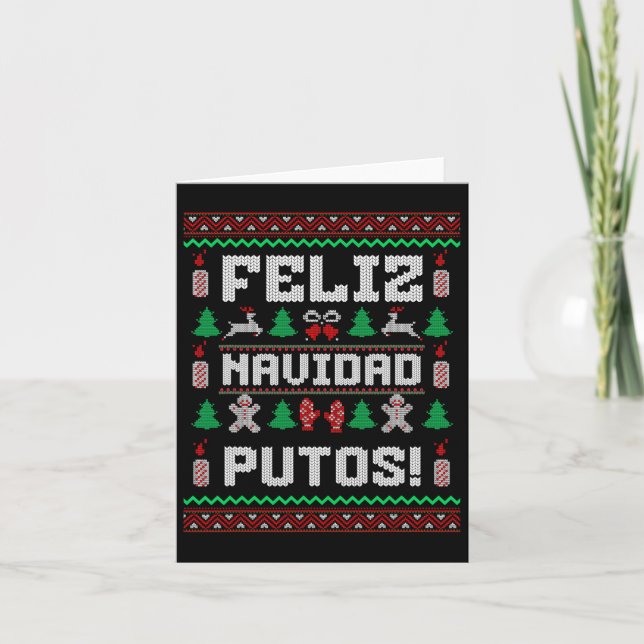 Tarjeta Feliz Navidad putos Navidades mexicanos divertidos (Anverso)