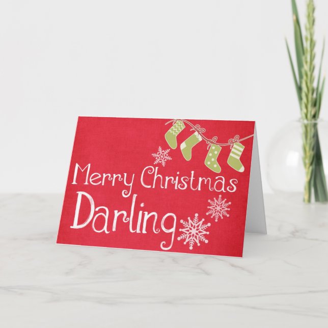 Tarjeta Feliz Navidad Querida Vintage Roja (Anverso)