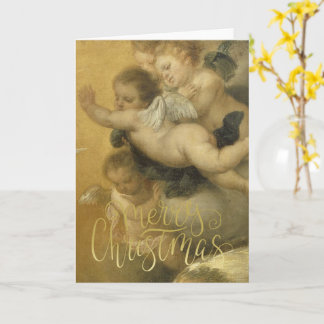 Tarjeta Feliz Navidad - Querubines Lindos Arte Refinado