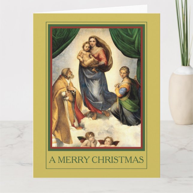 Tarjeta FELIZ NAVIDAD Raphael Madonna y Cristo Niño (Anverso)
