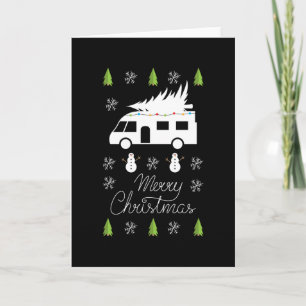 Tarjeta Feliz Navidad regalo festivo para autocaravana