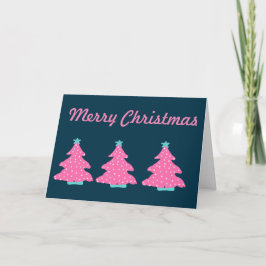 Tarjeta Feliz Navidad Rosa Árboles navideños contemporáneo