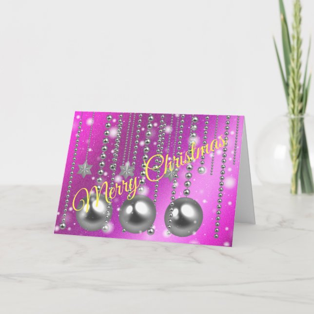 Tarjeta Feliz Navidad rosada (Anverso)