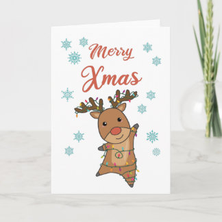 Tarjeta Feliz Navidad Rudolph Ropa Rina Rana Recta Animale