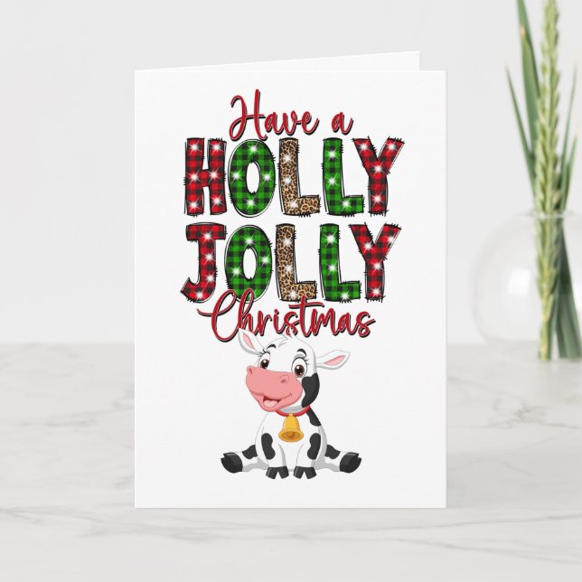 Tarjeta Feliz Navidad Rustic Cow (Anverso)