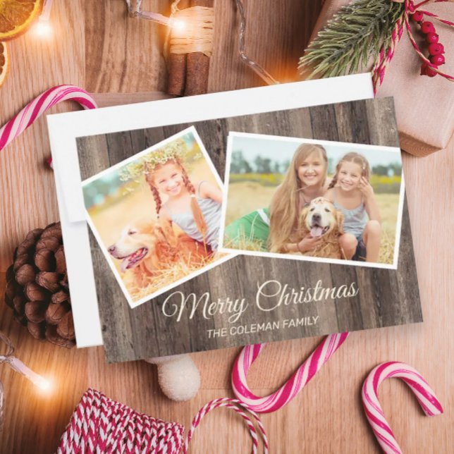 Tarjeta Feliz Navidad Rustic Wood 2 Foto (Subido por el creador)