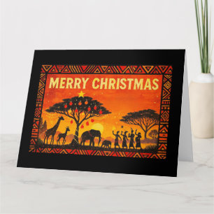 Tarjeta Feliz Navidad Safari Africano de Navidad