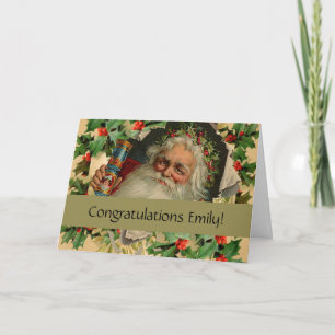 Tarjeta Feliz Navidad Santa Claus Antiguo clásico