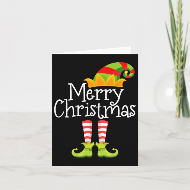 Tarjeta Feliz Navidad Santa Elf Squad de renos Funny Xma (Anverso)