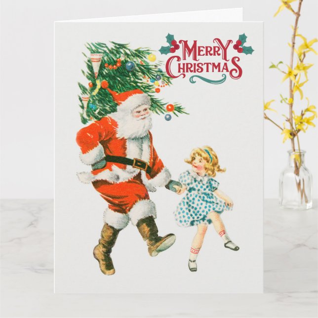 Tarjeta Feliz Navidad santa Holiday (flor amarilla)