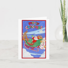 Tarjeta Feliz Navidad Santa Sleigh