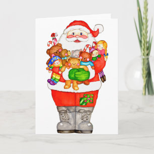 Tarjeta Feliz Navidad Santa Sosteniendo Amor