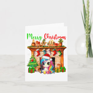 Tarjeta Feliz Navidad Santa Unicornio Símbolos navideños c
