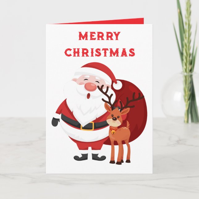 Tarjeta Feliz NAVIDAD SANTA Y RENOS (Anverso)