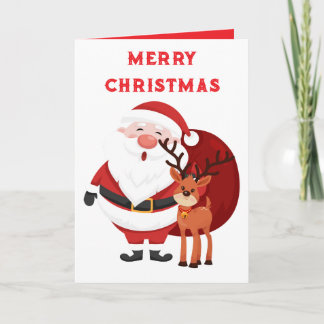 Tarjeta Feliz NAVIDAD SANTA Y RENOS