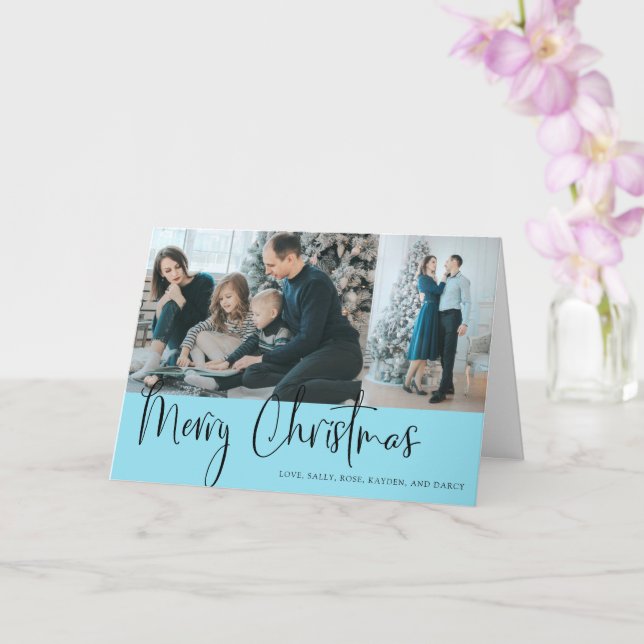 Tarjeta Feliz Navidad Script Collage de fotos vacaciones a (Orquídea)