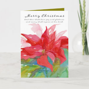 Tarjeta Feliz Navidad Scripting Luke Red Poinsettia