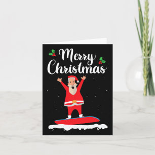 Tarjeta Feliz Navidad Snowboard Santa Claus Boarder E