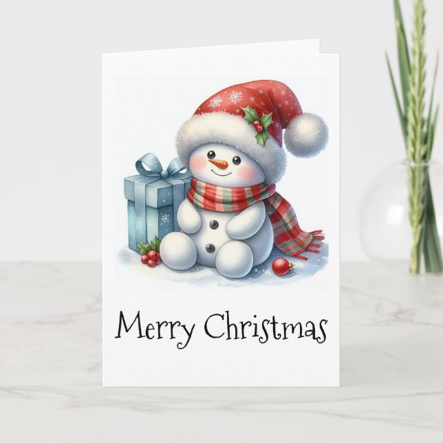 Tarjeta Feliz Navidad Snowman (Anverso)