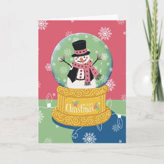 Tarjeta Feliz Navidad Snowman Globe