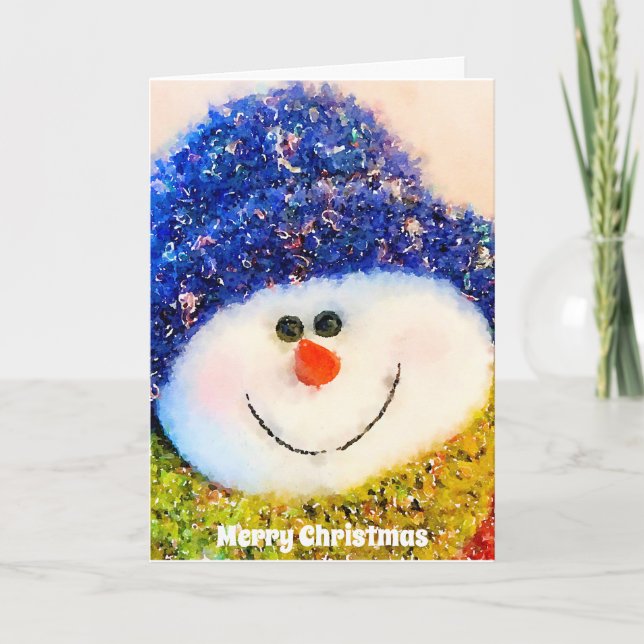 Tarjeta Feliz Navidad Snowman Holiday (Anverso)