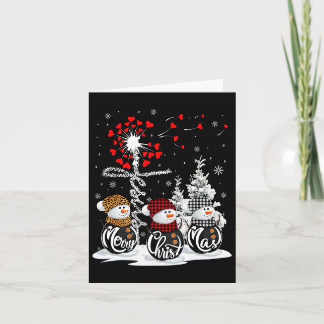 Tarjeta Feliz Navidad Snowman Leopardo Búfalo Rojo (Anverso)