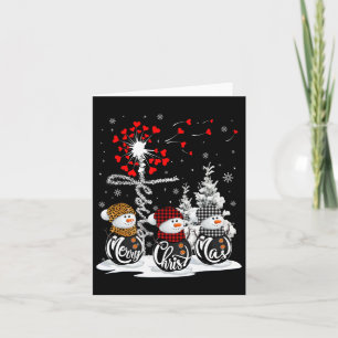 Tarjeta Feliz Navidad Snowman Leopardo Búfalo Rojo