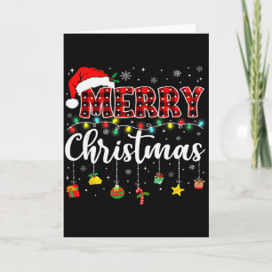 Tarjeta Feliz Navidad Sombrero Rojo de Santa Reno Xmas Mat