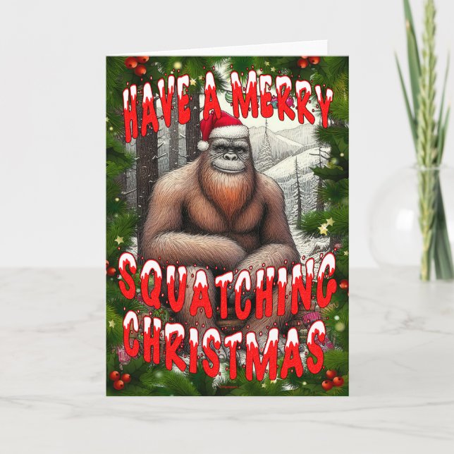 Tarjeta Feliz Navidad Squatching (Anverso)